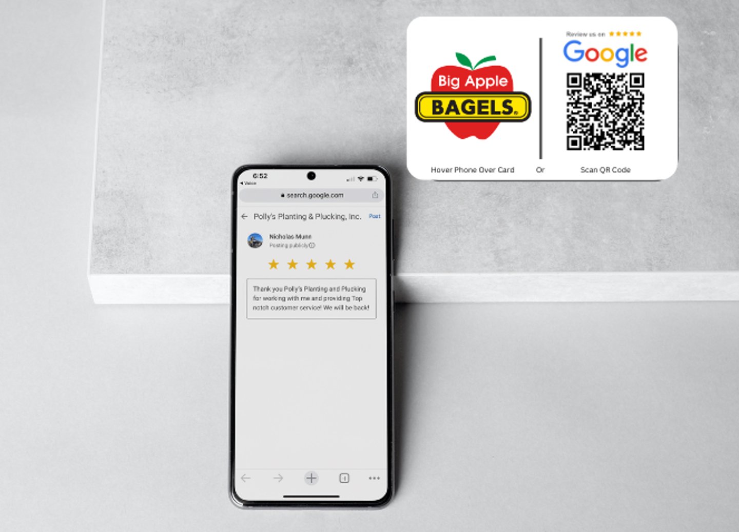 Elite Review Placard demo with Apple Bagel